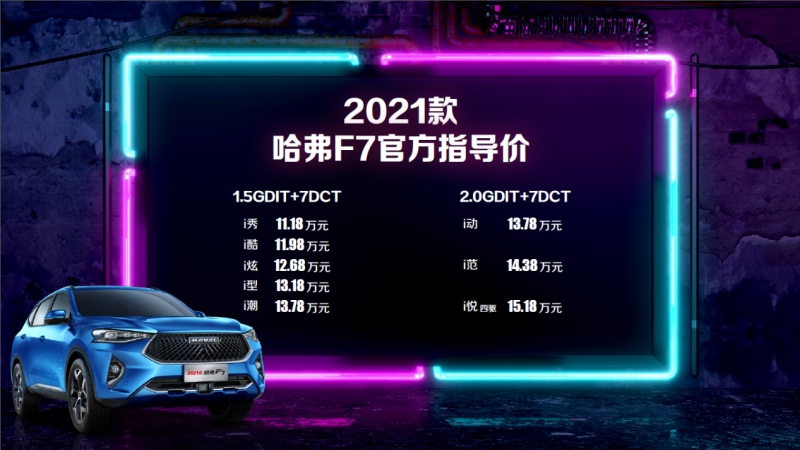 全系标配Fun-Life 2.0系统 11.18万起售 2021款哈弗F7/F7x双星上市