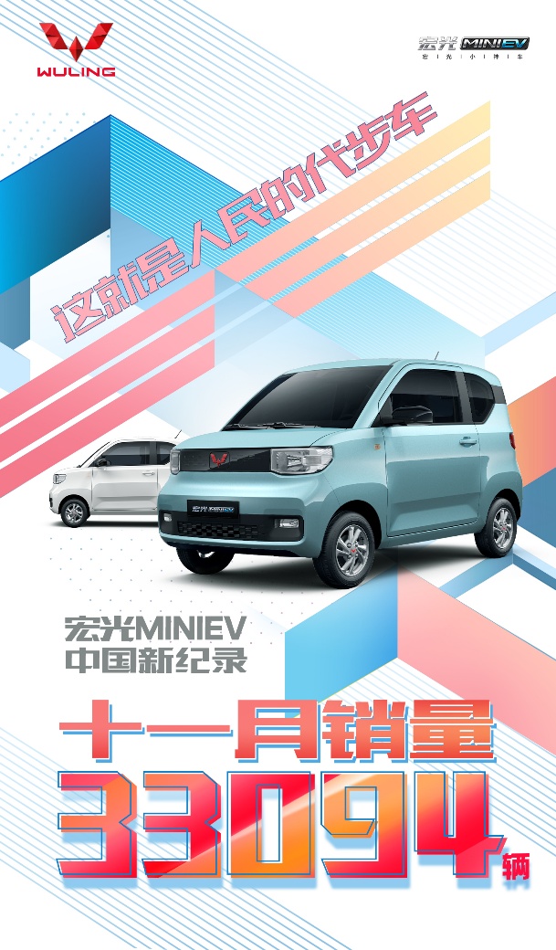 再破销量记录！宏光MINIEV 11月销量高达33094辆
