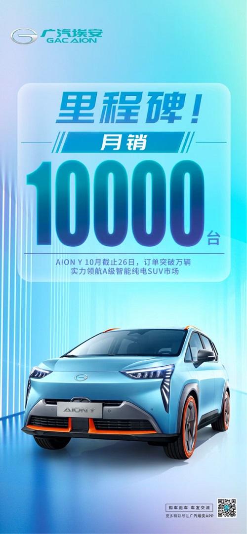 上市半年即达成月销破万里程碑，AION Y实力领跑A级纯电SUV市场