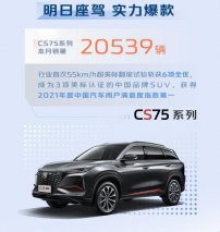 10月，长安汽车CS75系列销售20539辆，再创单月销量过两万！
