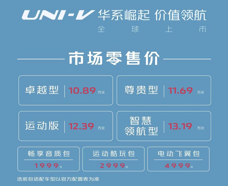 开启“V大航程”长安UNI-V正式上市，售价10.89-13.19万元