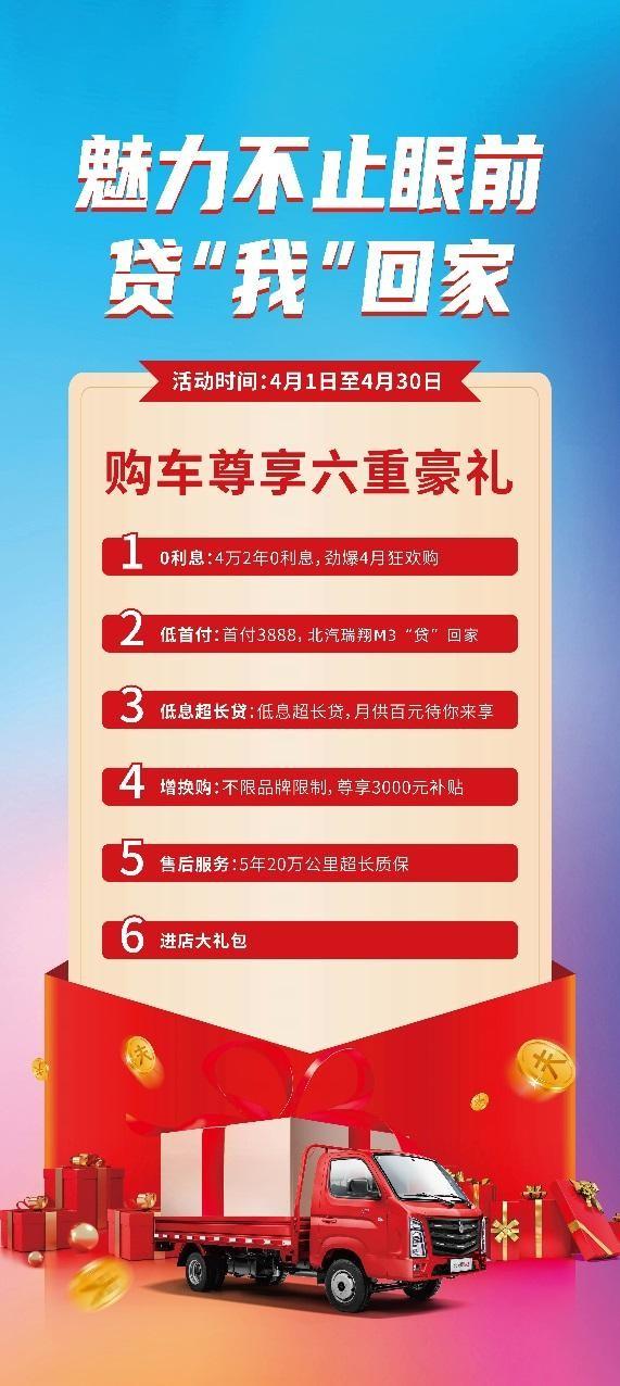 微卡创富实力派,北汽瑞翔M3携六重大礼强势来袭