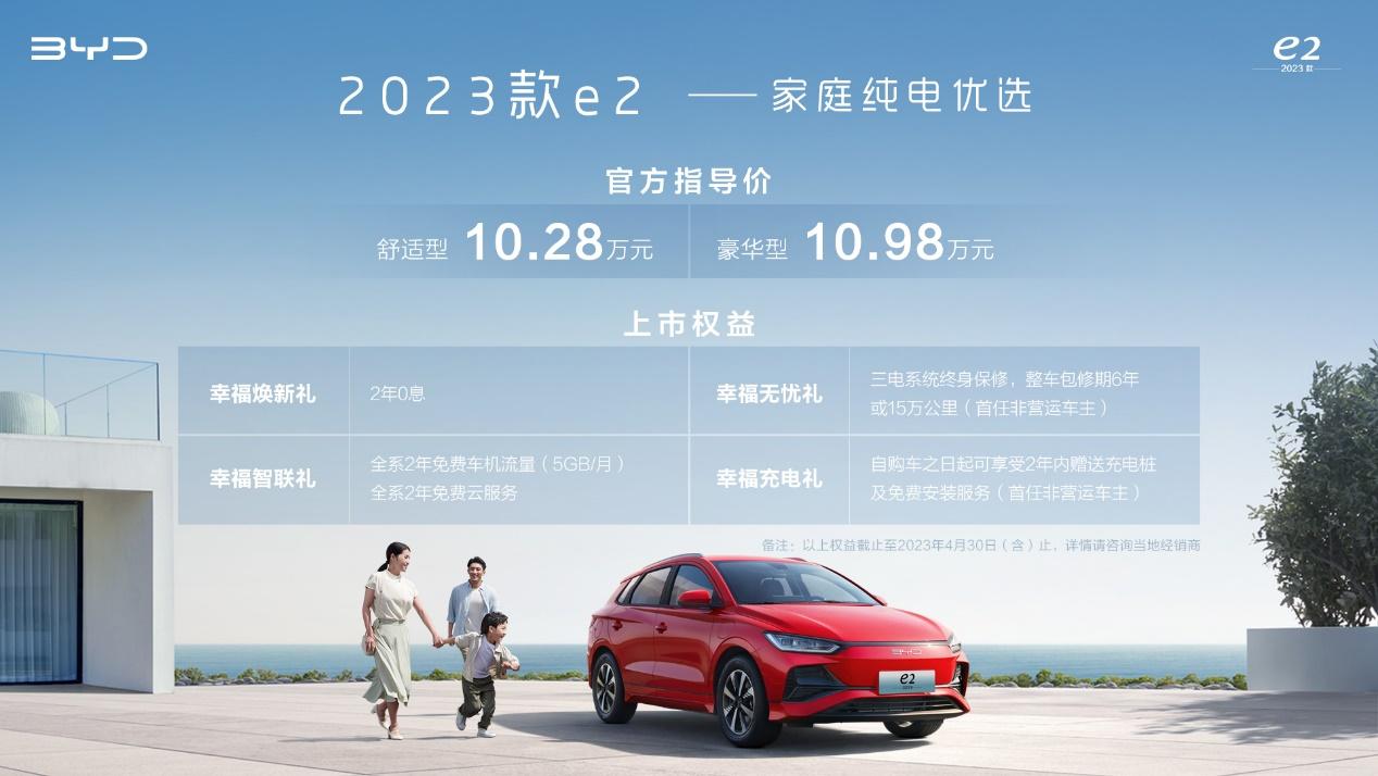 颜值、技术、智能三大升级,比亚迪2023款e2正式上市,售价10.28万元-10.98万元