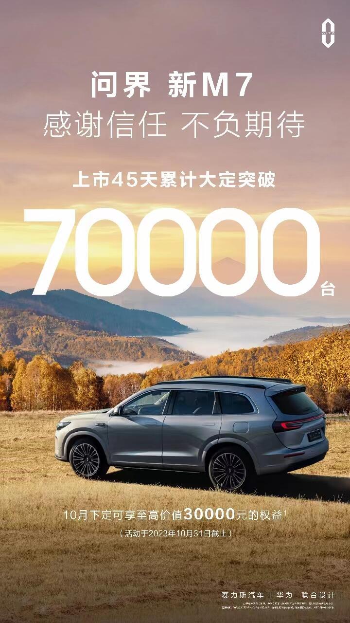 福利与保障的结合，问界新M7新营销促大定50天破80000台！