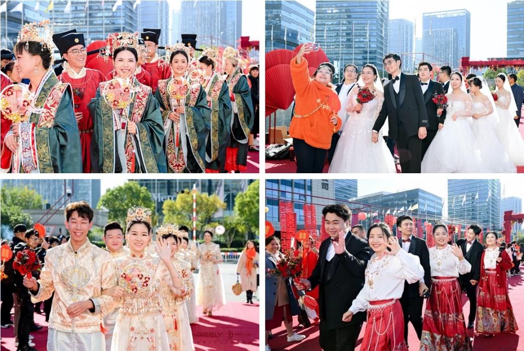 吉利创业37周年庆 极氪排面王车队护航集体婚礼