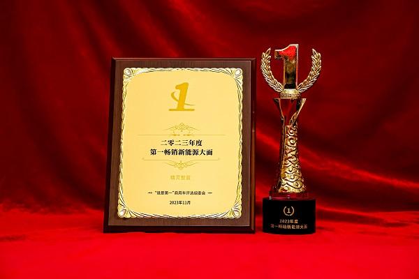 喜报!精灵智蓝荣获“2023年度第一畅销新能源大面”