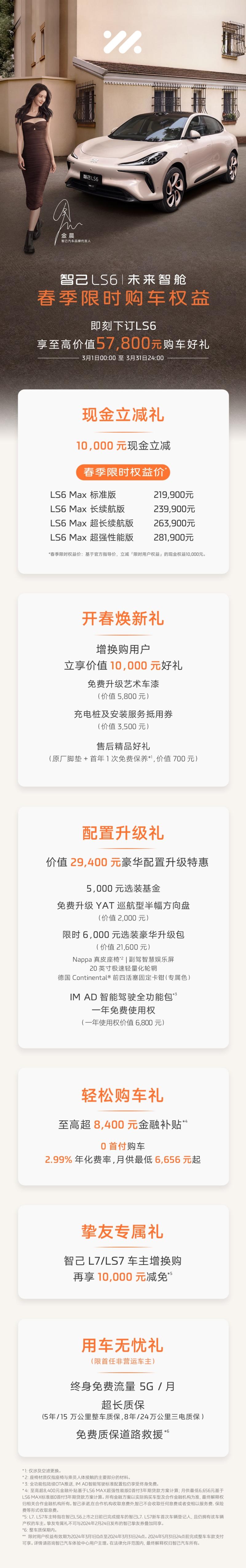 智己LS6喜增“春季限时购车权益”，至高可享价值57,800元购车好礼