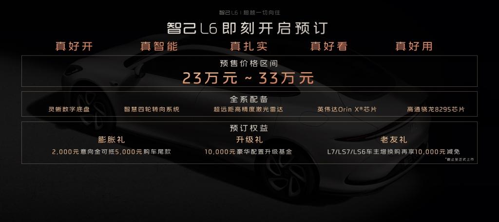 “超级智能轿车”智己L6正式发布,预售价格23万元~33万元