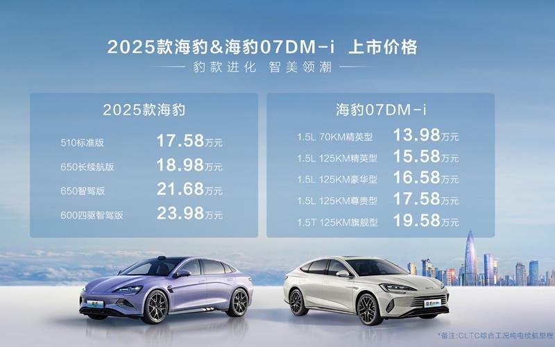 豹款进阶焕新上市，比亚迪2025款海豹17.58万元起、海豹07DM-i 13.98万元起
