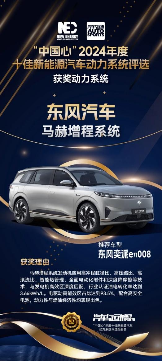 再度上榜!马赫增程系统荣获“中国心”2024十佳新能源汽车动力系统