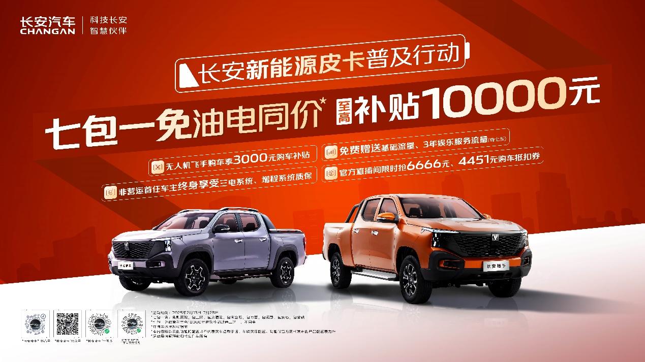 七包一免,至高补贴1万元!长安猎手掀新能源皮卡普及行动