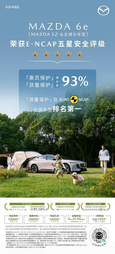 MAZDA 6e斩获欧洲E-NCAP五星安全评级