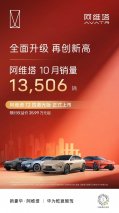 阿维塔10月销量13506辆，创历史新高