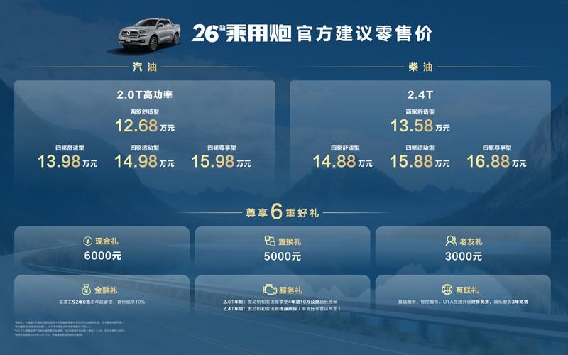 千锤百炼实力再进阶！2026款长城炮焕新上市9.98万元起