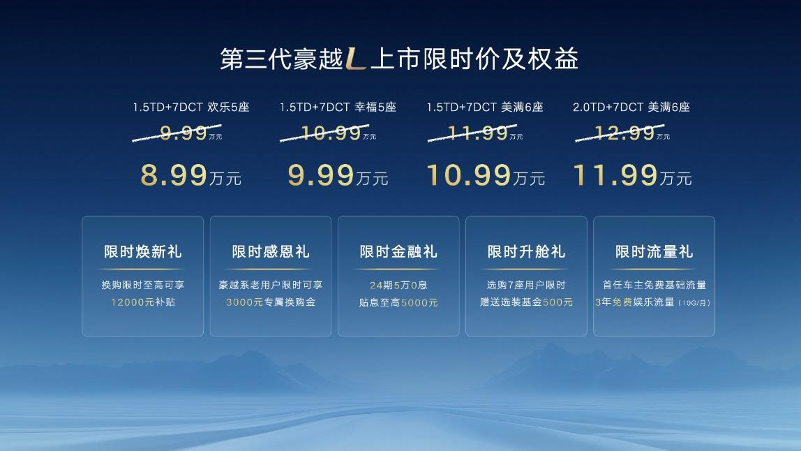 8.99万就可享B级大空间SUV？第三代豪越L正式上市，大家庭用户闭眼入！