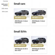 马自达8款车型再度斩获IIHS 2026年度顶级安全之选