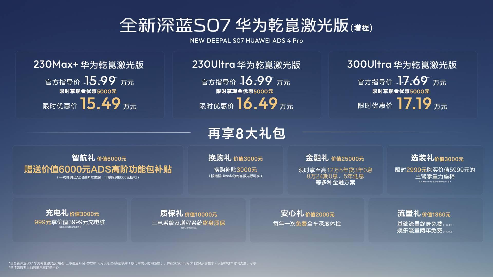 限时15.49万元起，全新深蓝S07华为乾崑激光版增程车型闪耀重庆车展，智能平权再进阶！