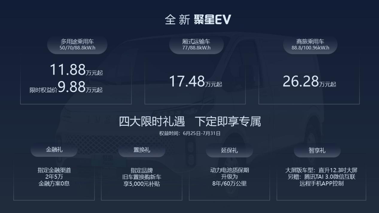 9.88万起，行业首款半固态电池宜商宜家大轻客依维柯全新聚星EV上市